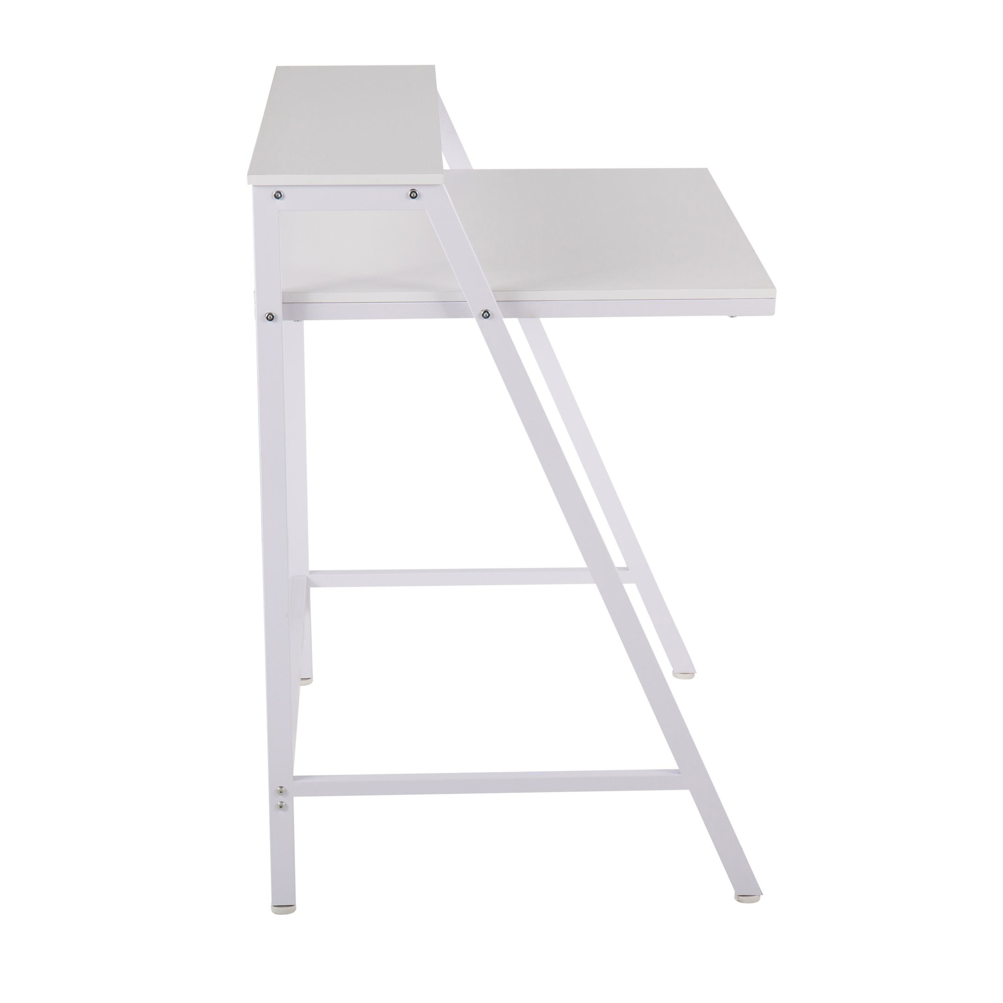 2-Tier White Contemporary Office Desk 2 2-Tier White Contemporary Office Desk - Image 2
