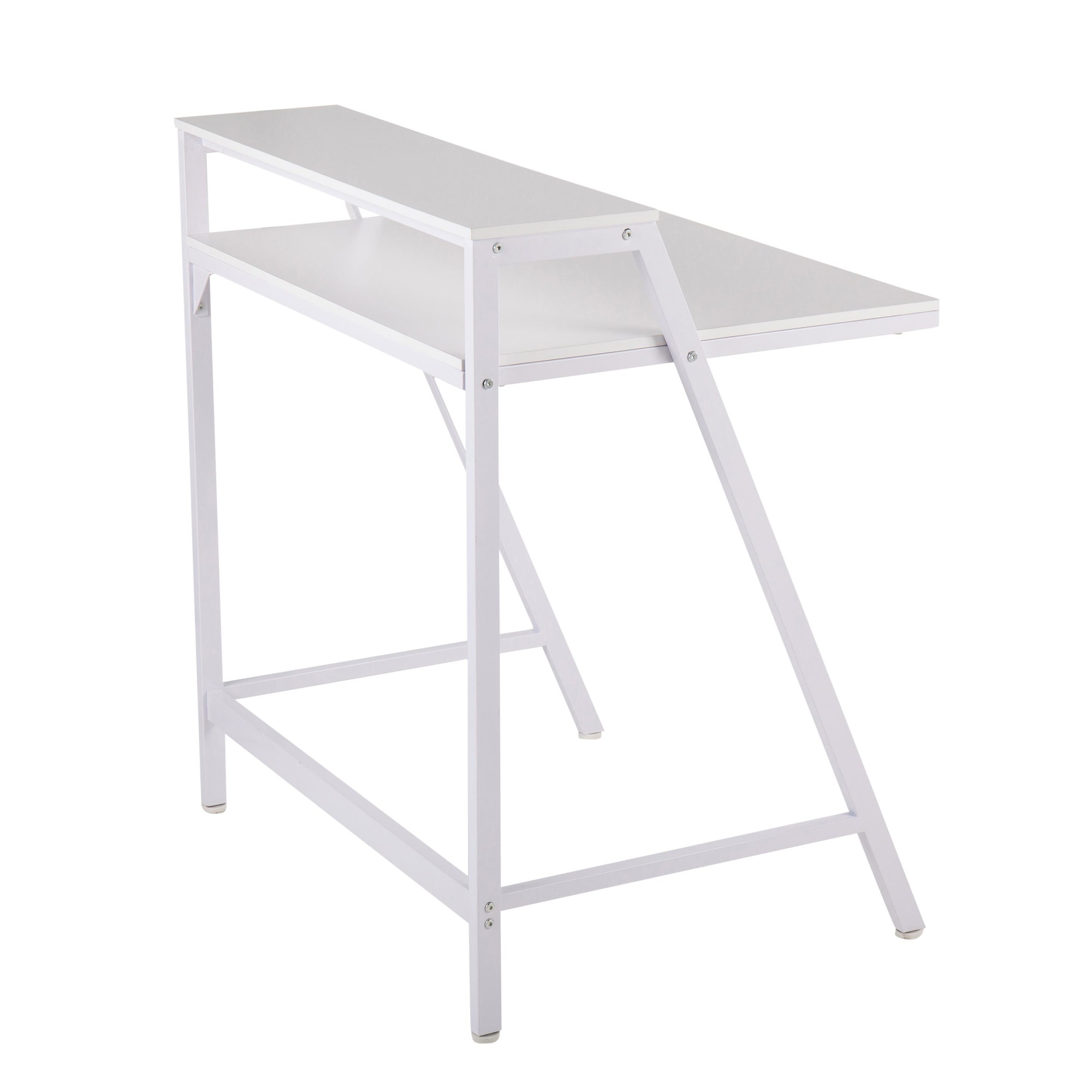 2-Tier White Contemporary Office Desk 3 2-Tier White Contemporary Office Desk - Image 3