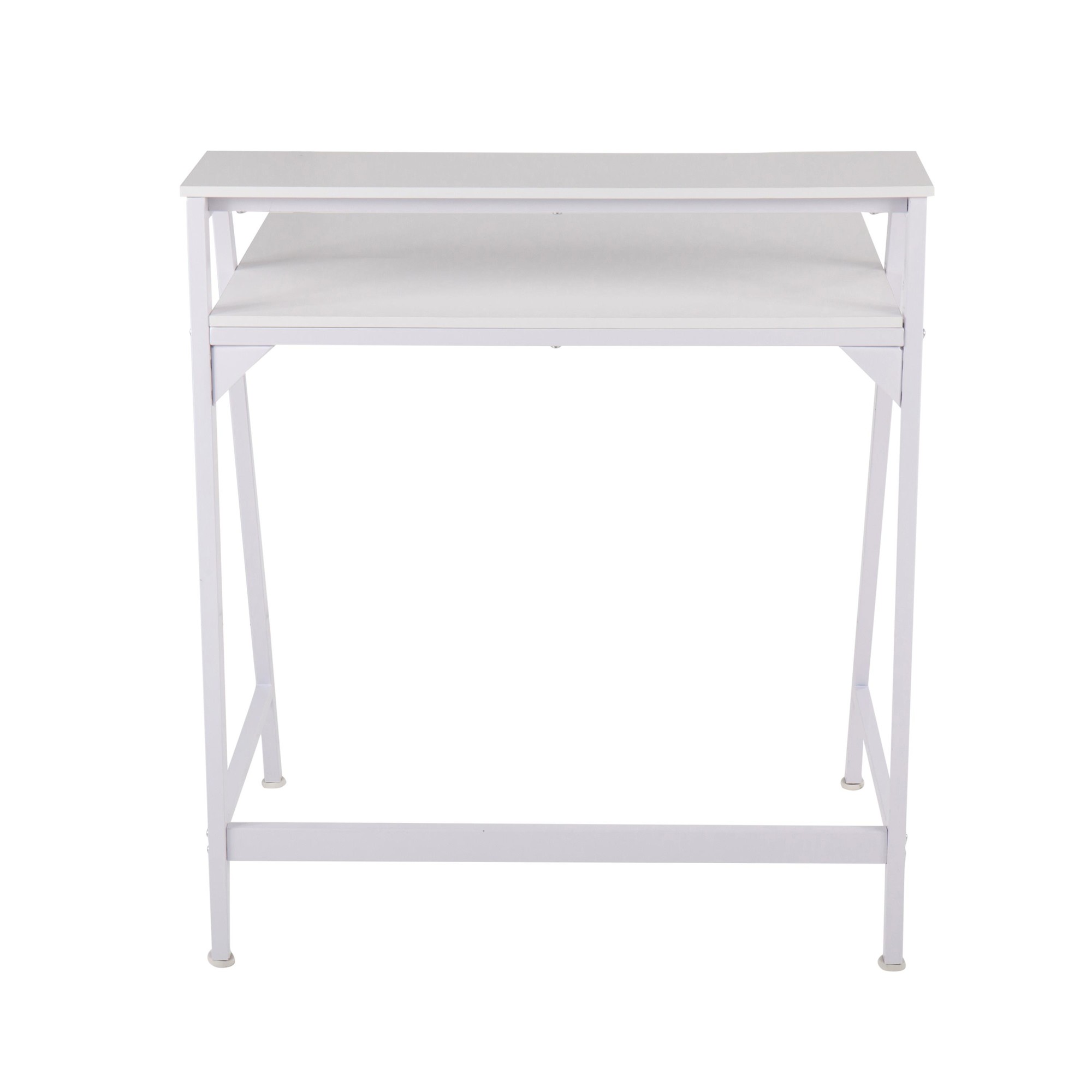 2-Tier White Contemporary Office Desk 4 2-Tier White Contemporary Office Desk - Image 4