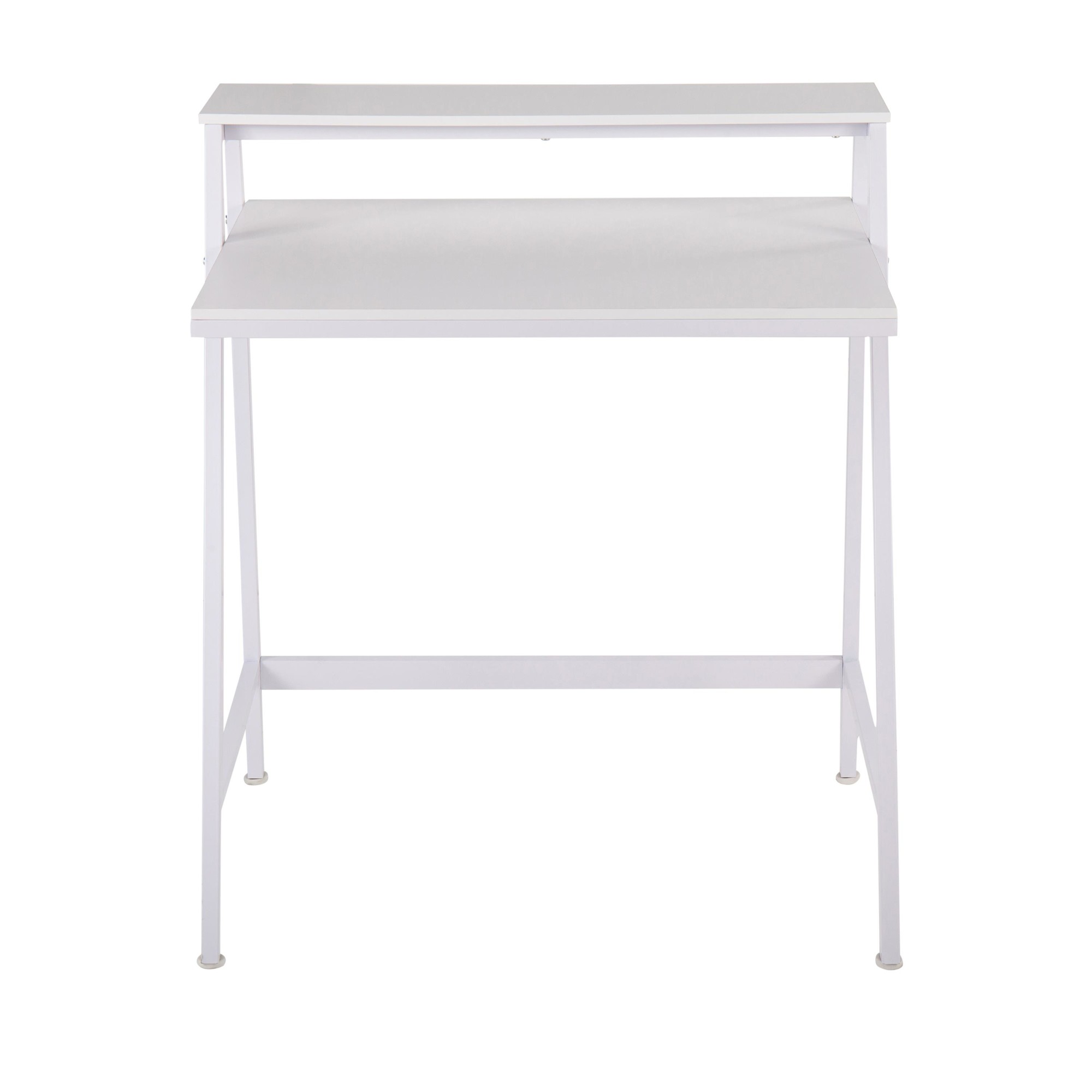 2-Tier White Contemporary Office Desk 5 2-Tier White Contemporary Office Desk - Image 5