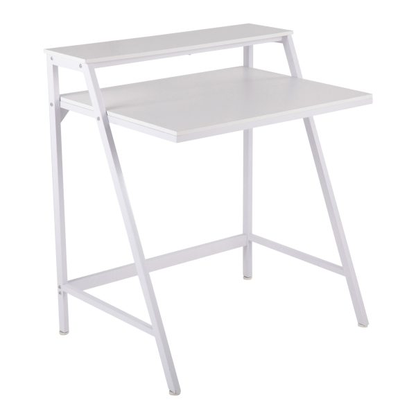 2 Tier White Contemporary Office Desk