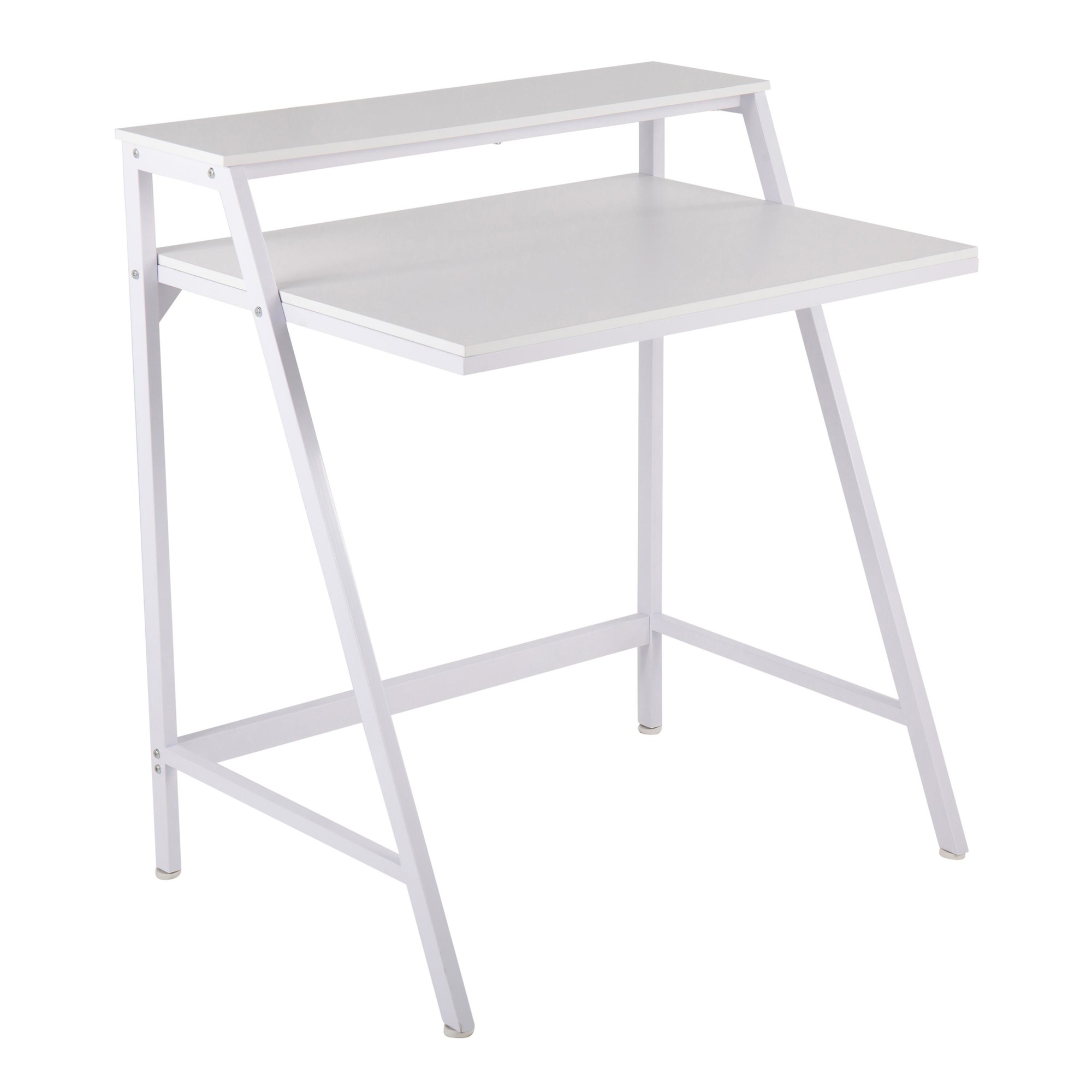 2-Tier White Contemporary Office Desk 1 2-Tier White Contemporary Office Desk