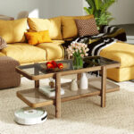 Rustic 2-Tier Coffee Table with Storage and Glass Top 13 Rustic 2-Tier Coffee Table with Storage and Glass Top