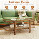 Rustic 2-Tier Coffee Table with Storage and Glass Top 14 Rustic 2-Tier Coffee Table with Storage and Glass Top