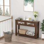 Mirrored Console Table with Drawers and Open Storage Shelf