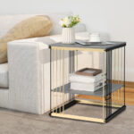 Compact 2-Tier Metal Side Table with Removable Shelf Gray