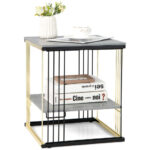 Compact 2-Tier Metal Side Table with Removable Shelf Gray