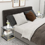 Compact 2-Tier Metal Side Table with Removable Shelf Gray