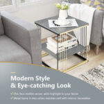 Compact 2-Tier Metal Side Table with Removable Shelf Gray