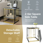 Compact 2-Tier Metal Side Table with Removable Shelf Gray