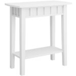 Narrow 2-Tier Wood End Table with Storage Shelf