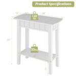Narrow 2-Tier Wood End Table with Storage Shelf