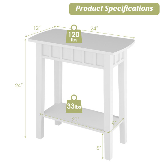 Narrow 2-Tier Wood End Table with Storage Shelf - Image 4
