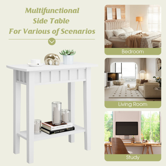 Narrow 2-Tier Wood End Table with Storage Shelf - Image 5
