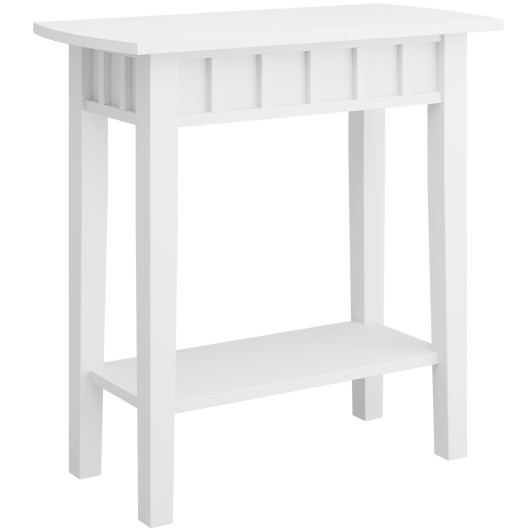 Narrow 2-Tier Wood End Table with Storage Shelf - Image 3
