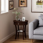 Round Wooden End Table with Drawer and Storage Shelf 8 Round Wooden End Table with Drawer and Storage Shelf