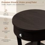 Round Wooden End Table with Drawer and Storage Shelf 12 Round Wooden End Table with Drawer and Storage Shelf
