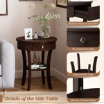 Round Wooden End Table with Drawer and Storage Shelf 9 Round Wooden End Table with Drawer and Storage Shelf
