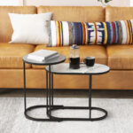 Modern Faux Marble Nesting Coffee and Side Table Set (2) 8 Modern Faux Marble Nesting Coffee and Side Table Set (2)