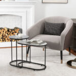 Modern Faux Marble Nesting Coffee and Side Table Set (2) 9 Modern Faux Marble Nesting Coffee and Side Table Set (2)