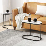 Modern Faux Marble Nesting Coffee and Side Table Set (2) 12 Modern Faux Marble Nesting Coffee and Side Table Set (2)