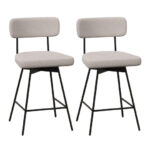 Modern Upholstered Swivel Bar Stools with Footrests and Back (Set of 2)