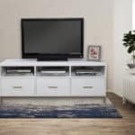 White Mahogany Modern TV Console with Drawers and Shelves 9 White Mahogany Modern TV Console with Drawers and Shelves