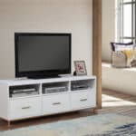 White Mahogany Modern TV Console with Drawers and Shelves 10 White Mahogany Modern TV Console with Drawers and Shelves