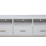 White Mahogany Modern TV Console with Drawers and Shelves 11 White Mahogany Modern TV Console with Drawers and Shelves