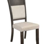 Farmhouse Acacia Espresso Upholstered Side Chairs with Beige Fabric (Set of 2)