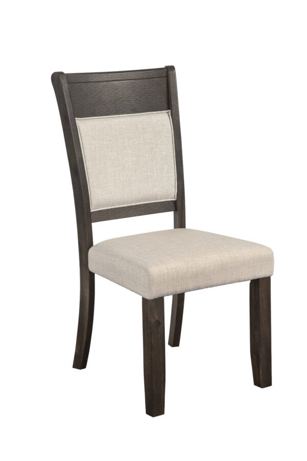 Farmhouse Acacia Espresso Upholstered Side Chairs with Beige Fabric (Set of 2)