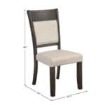 Farmhouse Acacia Espresso Upholstered Side Chairs with Beige Fabric (Set of 2)