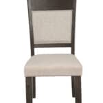 Farmhouse Acacia Espresso Upholstered Side Chairs with Beige Fabric (Set of 2)