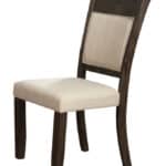 Farmhouse Acacia Espresso Upholstered Side Chairs with Beige Fabric (Set of 2)
