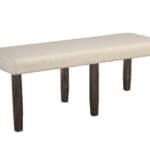 Espresso Acacia Farmhouse Dining Bench with Beige Upholstery