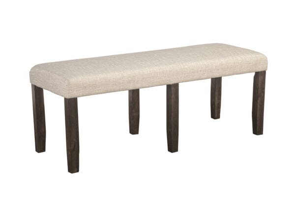Espresso Acacia Farmhouse Dining Bench with Beige Upholstery