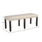 Espresso Acacia Farmhouse Dining Bench with Beige Upholstery