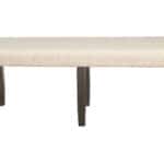 Espresso Acacia Farmhouse Dining Bench with Beige Upholstery