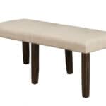 Espresso Acacia Farmhouse Dining Bench with Beige Upholstery