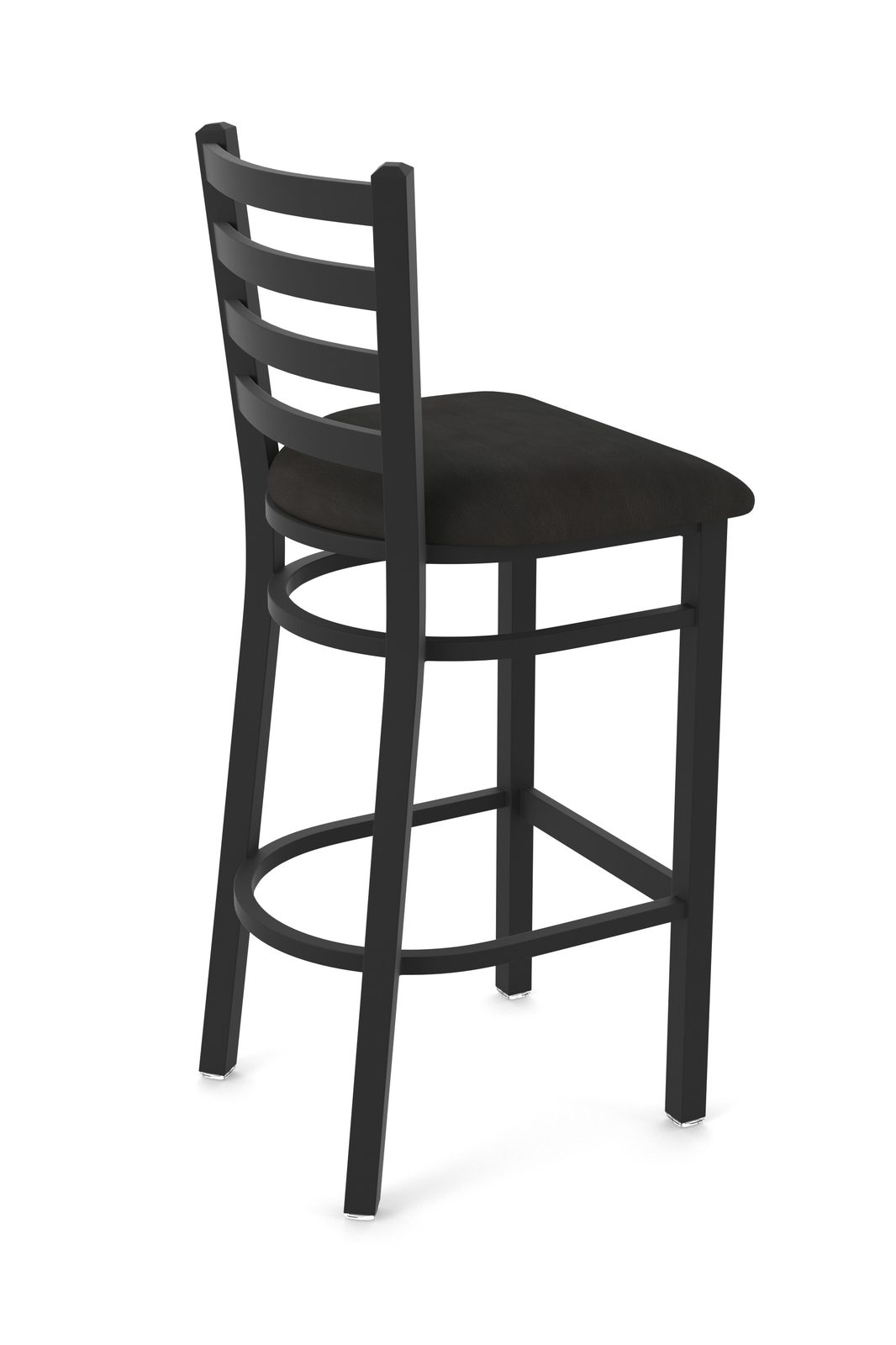 30-Inch Ladder Back Bar Stool with Steel Frame, Black Wrinkle Finish, and Canter Espresso Seat 2 30-Inch Ladder Back Bar Stool with Steel Frame, Black Wrinkle Finish, and Canter Espresso Seat - Image 2