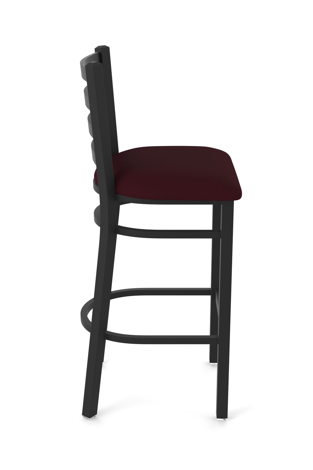 30-Inch Ladder Back Bar Stool with Steel Frame, Black Wrinkle Finish, and Canter Bordeaux Seat 3 30-Inch Ladder Back Bar Stool with Steel Frame, Black Wrinkle Finish, and Canter Bordeaux Seat - Image 3