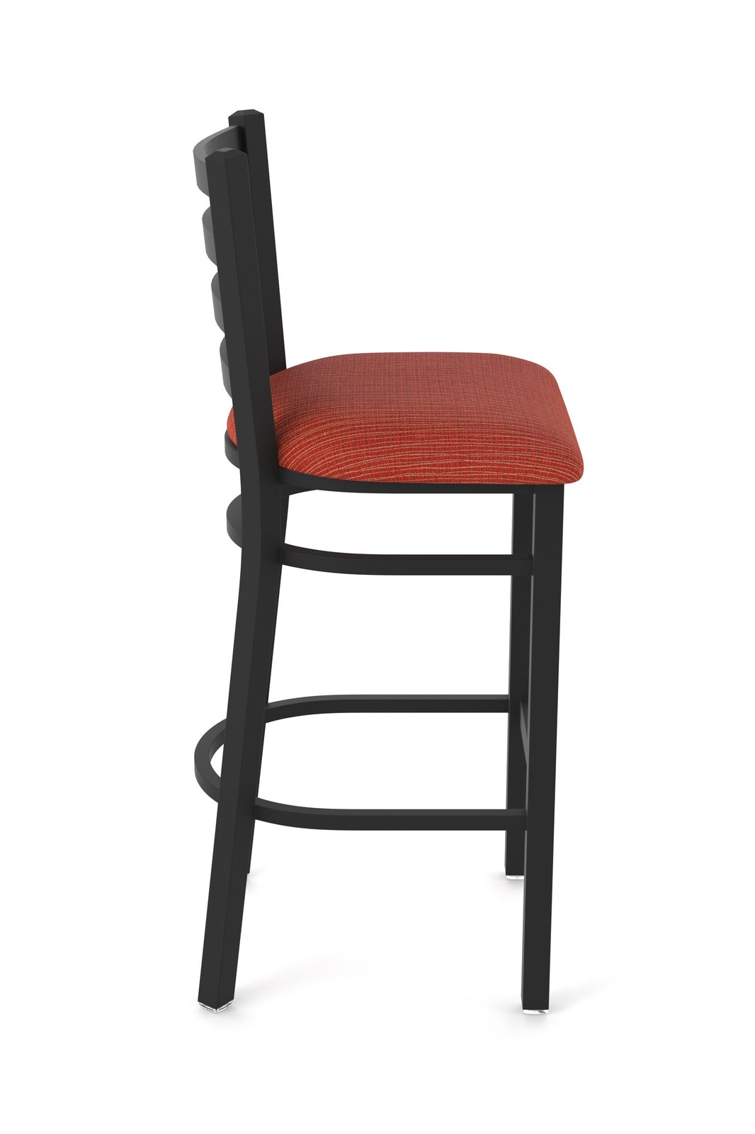 30-Inch Ladder Back Bar Stool with Steel Frame, Black Wrinkle Finish, and Graph Poppy Seat 3 30-Inch Ladder Back Bar Stool with Steel Frame, Black Wrinkle Finish, and Graph Poppy Seat - Image 3