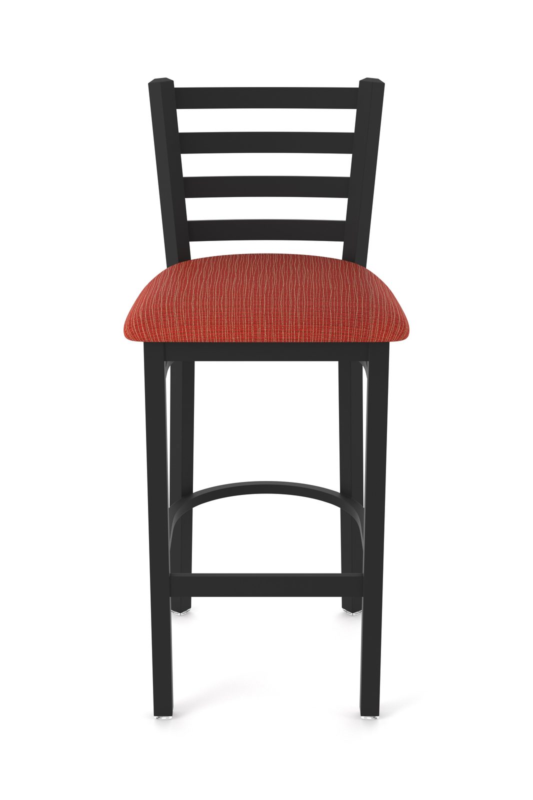 30-Inch Ladder Back Bar Stool with Steel Frame, Black Wrinkle Finish, and Graph Poppy Seat 4 30-Inch Ladder Back Bar Stool with Steel Frame, Black Wrinkle Finish, and Graph Poppy Seat - Image 4