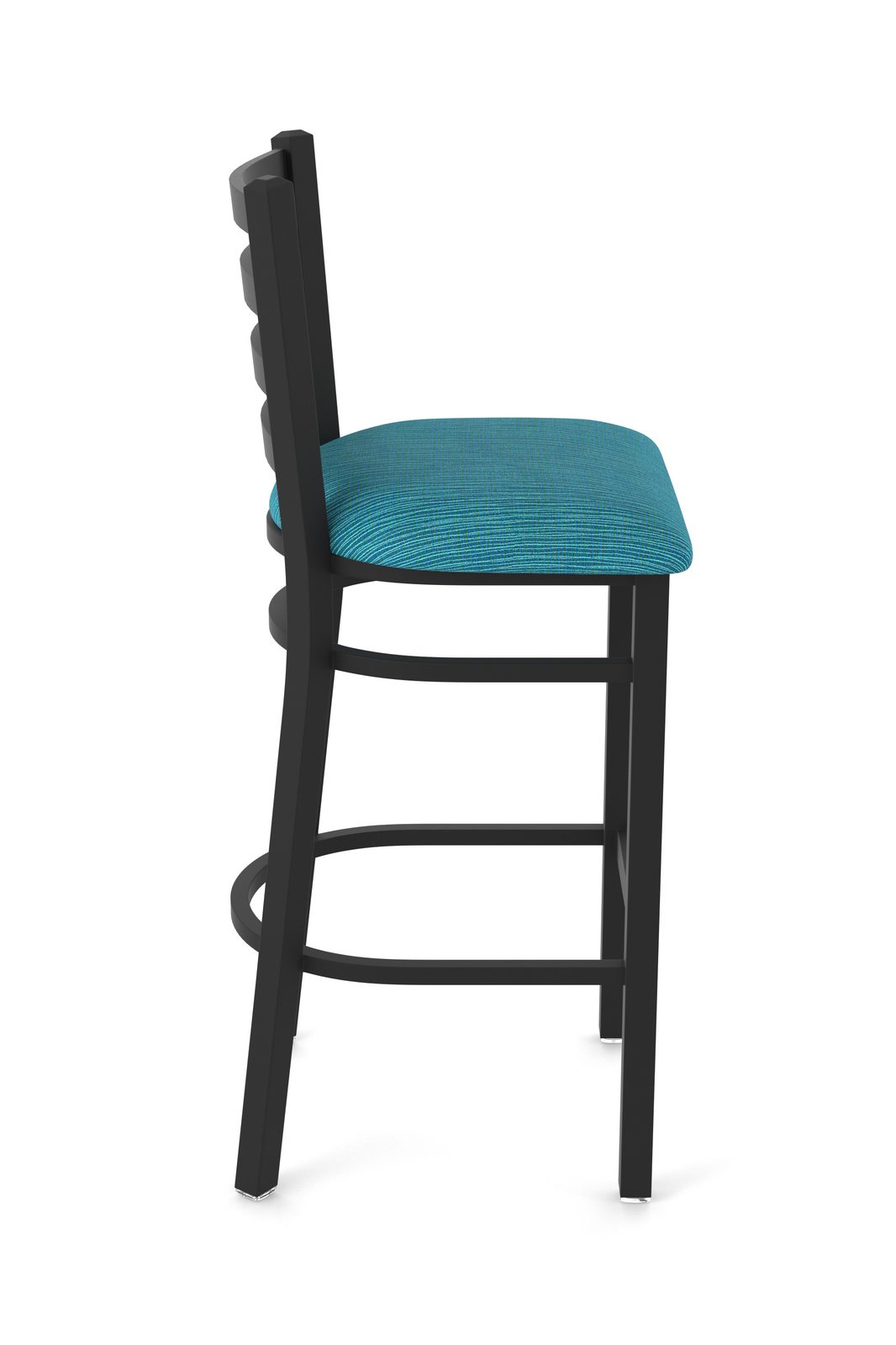 30-Inch Ladder Back Bar Stool with Steel Frame, Black Wrinkle Finish, and Graph Tidal Seat 3 30-Inch Ladder Back Bar Stool with Steel Frame, Black Wrinkle Finish, and Graph Tidal Seat - Image 3