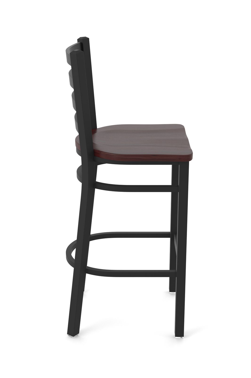 30-Inch Ladder Back Bar Stool with Steel Frame, Black Wrinkle Finish, and Dark Cherry Maple Seat 3 30-Inch Ladder Back Bar Stool with Steel Frame, Black Wrinkle Finish, and Dark Cherry Maple Seat - Image 3
