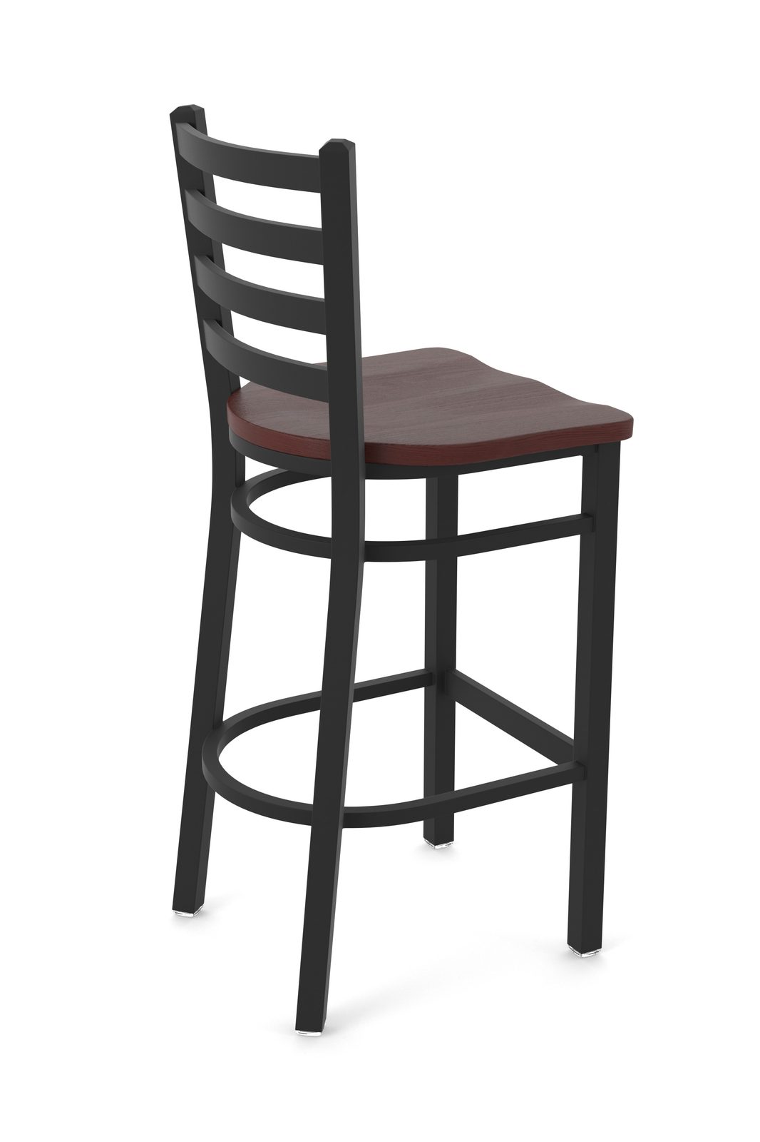 30-Inch Ladder Back Bar Stool with Steel Frame, Black Wrinkle Finish, and Dark Cherry Oak Seat 2 30-Inch Ladder Back Bar Stool with Steel Frame, Black Wrinkle Finish, and Dark Cherry Oak Seat - Image 2