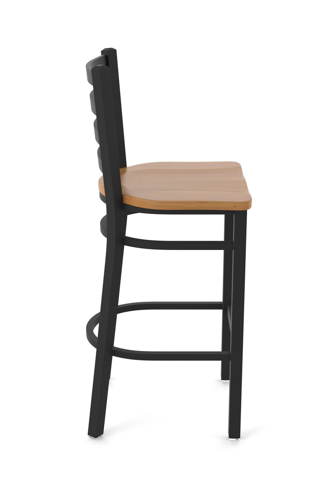 30-Inch Ladder Back Bar Stool with Steel Frame, Black Wrinkle Finish, and Medium Maple Seat 3 30-Inch Ladder Back Bar Stool with Steel Frame, Black Wrinkle Finish, and Medium Maple Seat - Image 3