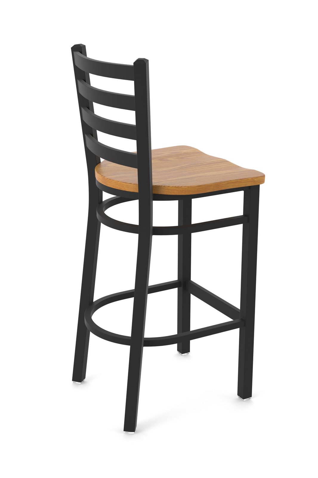 30-Inch Ladder Back Bar Stool with Steel Frame, Black Wrinkle Finish, and Medium Oak Seat 2 30-Inch Ladder Back Bar Stool with Steel Frame, Black Wrinkle Finish, and Medium Oak Seat - Image 2