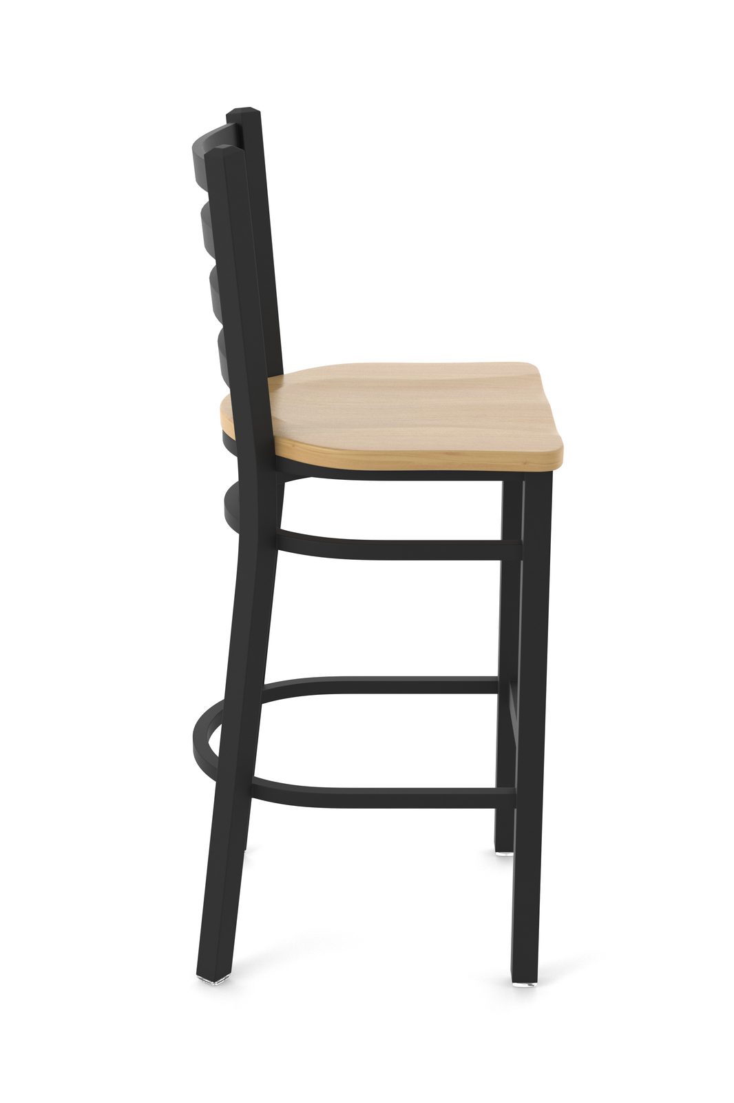 30-Inch Ladder Back Bar Stool with Steel Frame, Black Wrinkle Finish, and Natural Maple Seat 3 30-Inch Ladder Back Bar Stool with Steel Frame, Black Wrinkle Finish, and Natural Maple Seat - Image 3