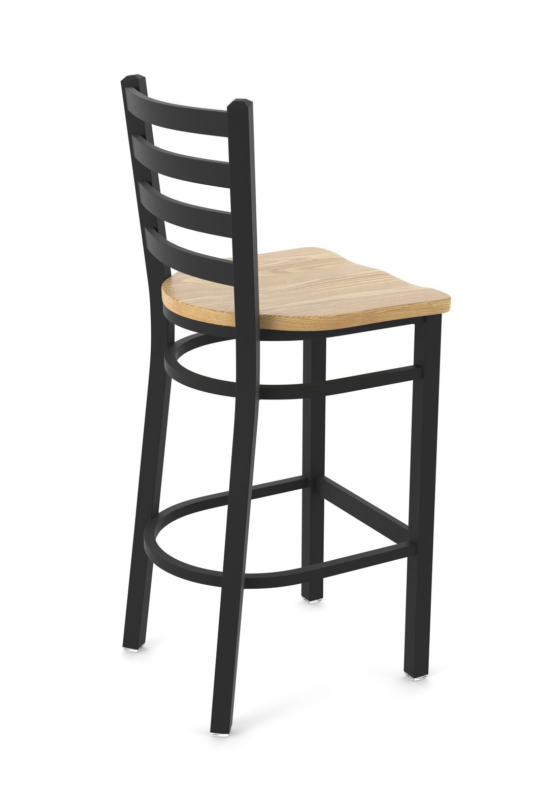 30-Inch Ladder Back Bar Stool with Steel Frame, Black Wrinkle Finish, and Natural Oak Seat 2 30-Inch Ladder Back Bar Stool with Steel Frame, Black Wrinkle Finish, and Natural Oak Seat - Image 2